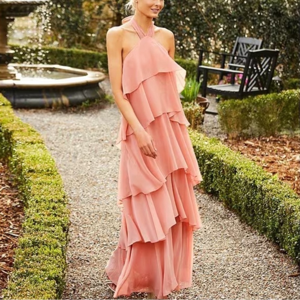 NWT, Antonio Melani,Mariela, Soft Chiffon Tiers Open-Back,Halter Neckline,Size 6 - Picture 16 of 16